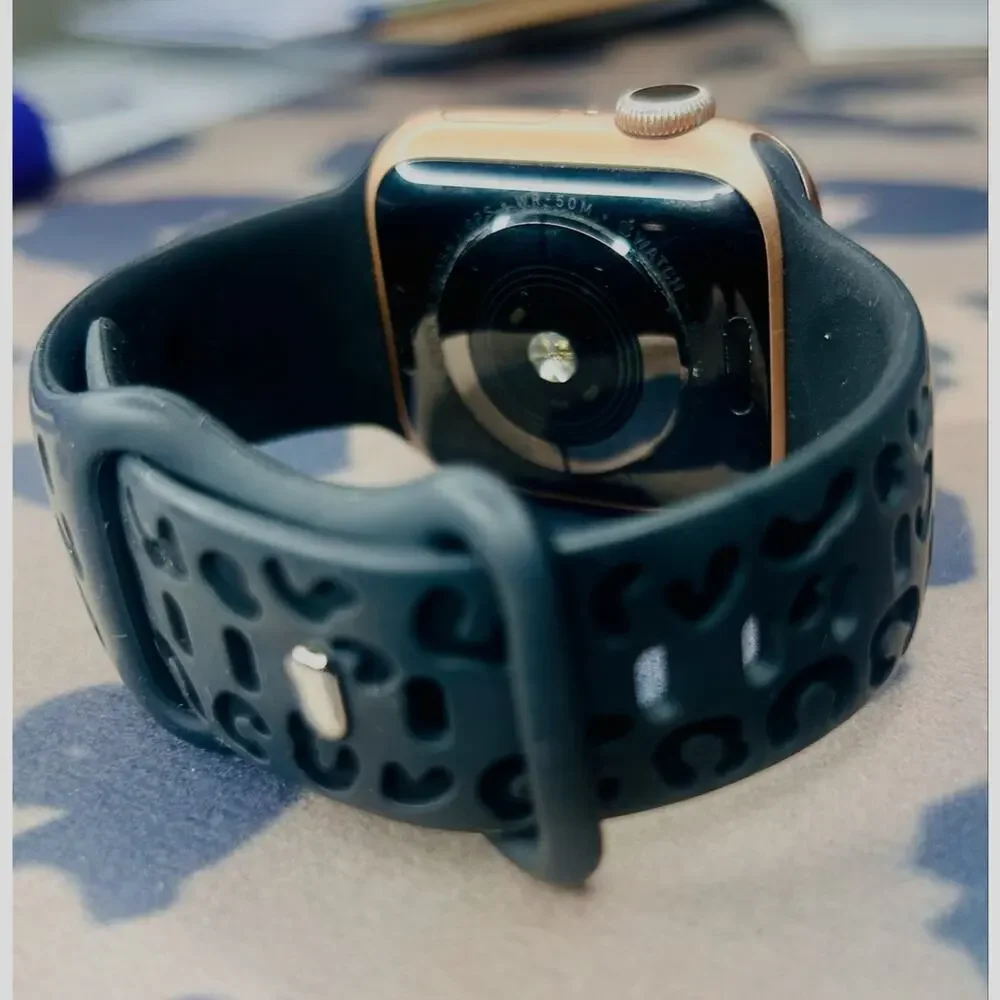 Matte Black Apple Watch Band 38 40 Silicone Strap Minimal NEW